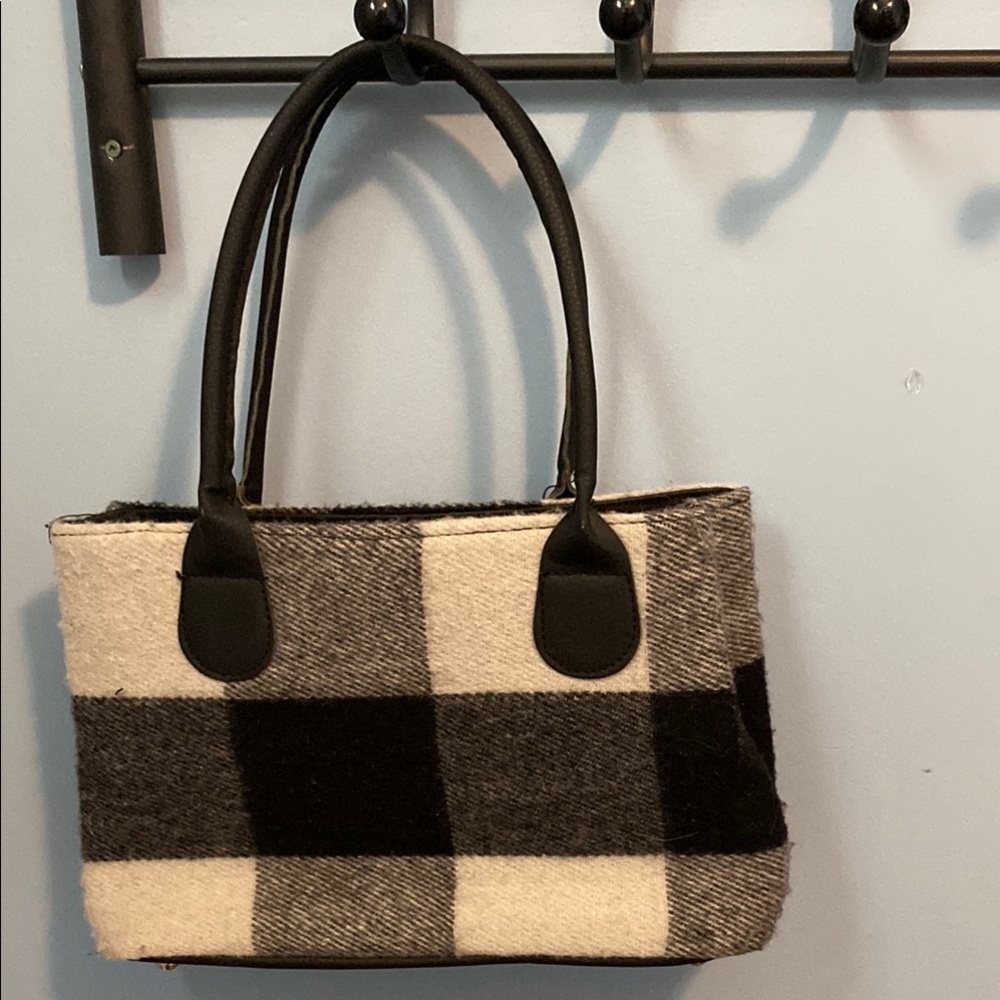 Plaid Black and White Tote Bag